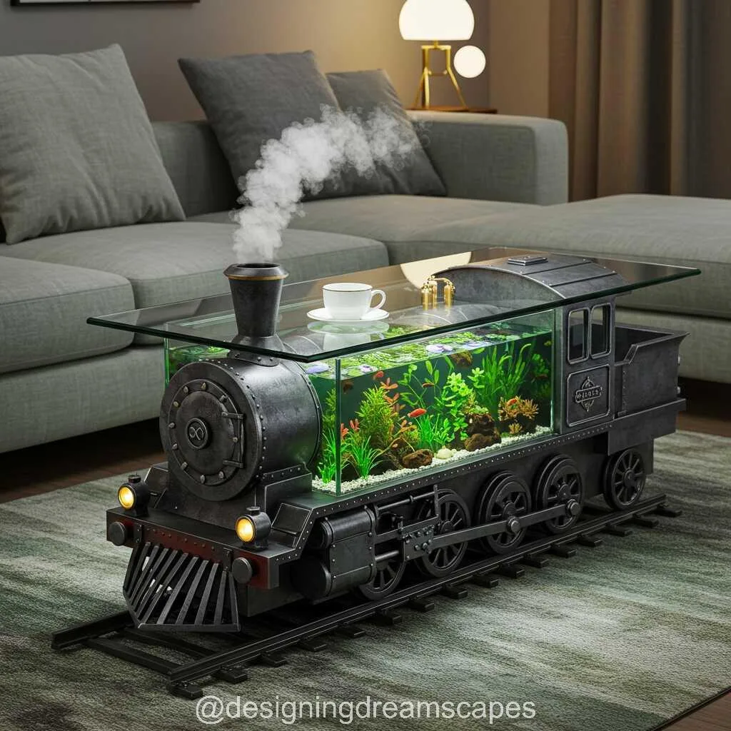 All Aboard for Style: The Stunning Train Shaped Aquarium Coffee Tables