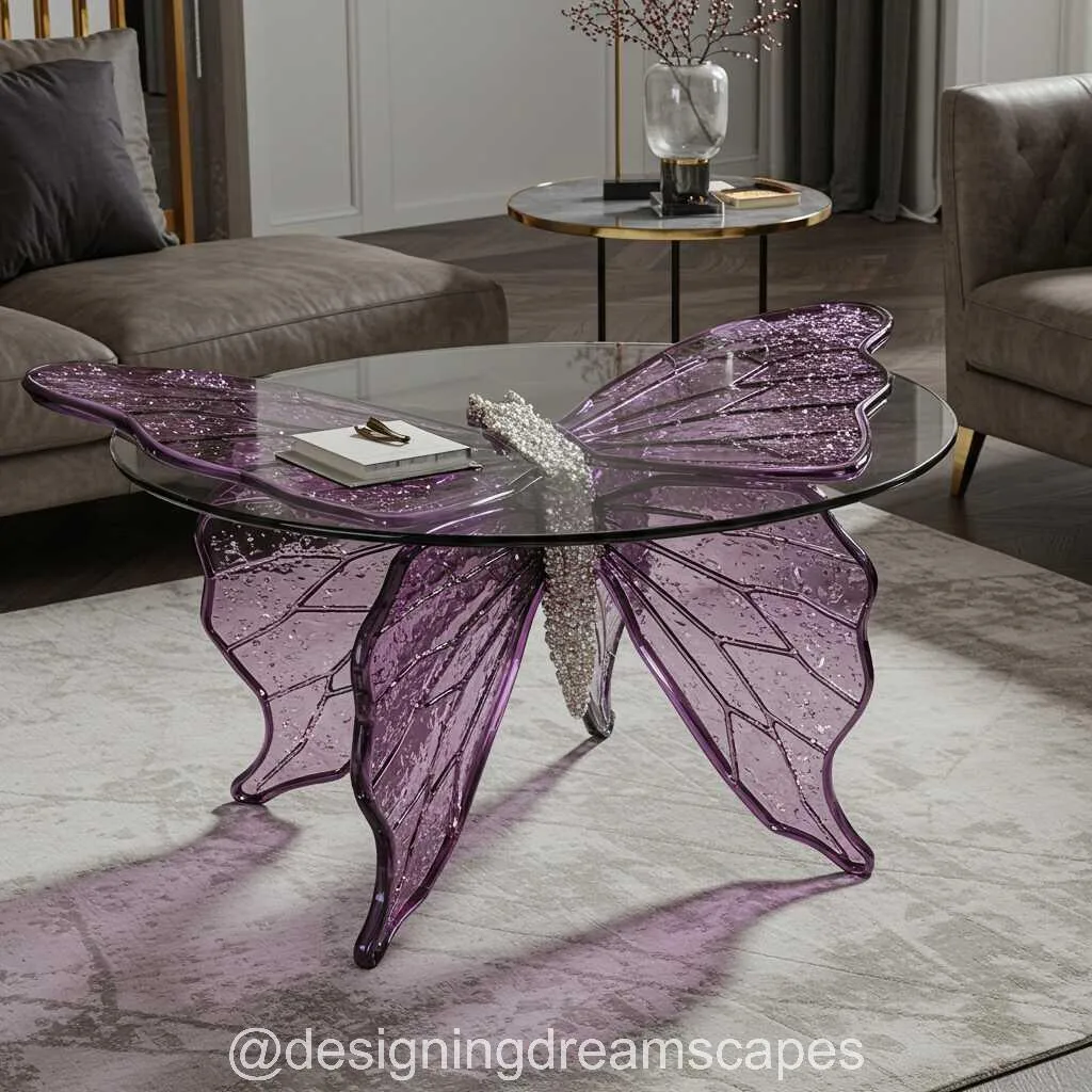 Purple Crystal Butterfly Table: A Mesmerizing Fusion of Art and Function