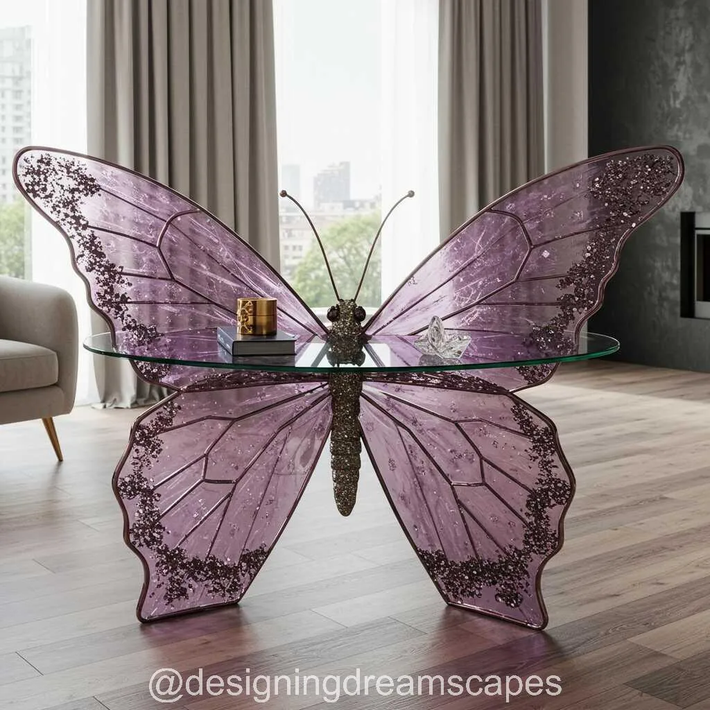 Purple Crystal Butterfly Table: A Mesmerizing Fusion of Art and Function