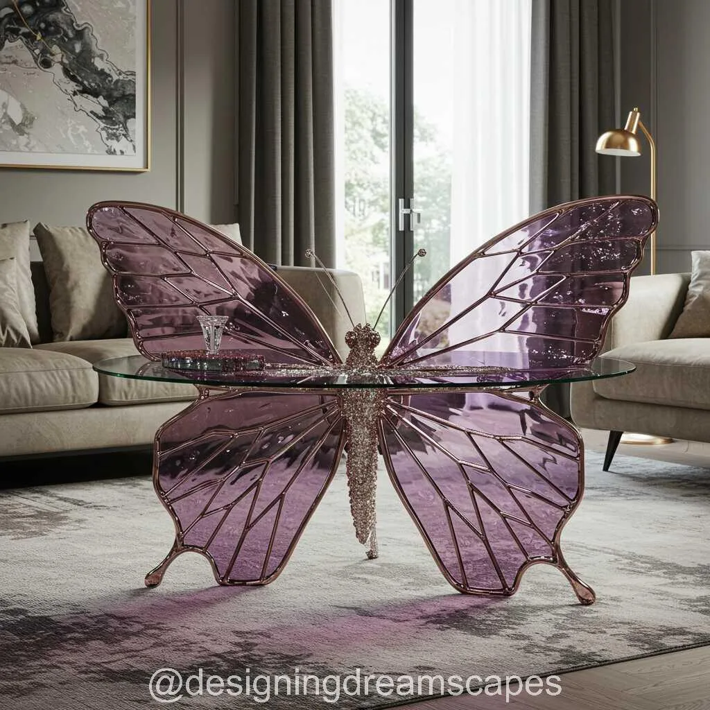 Purple Crystal Butterfly Table: A Mesmerizing Fusion of Art and Function