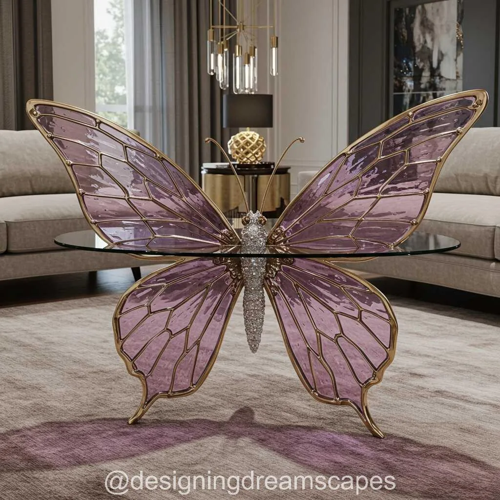 Purple Crystal Butterfly Table: A Mesmerizing Fusion of Art and Function