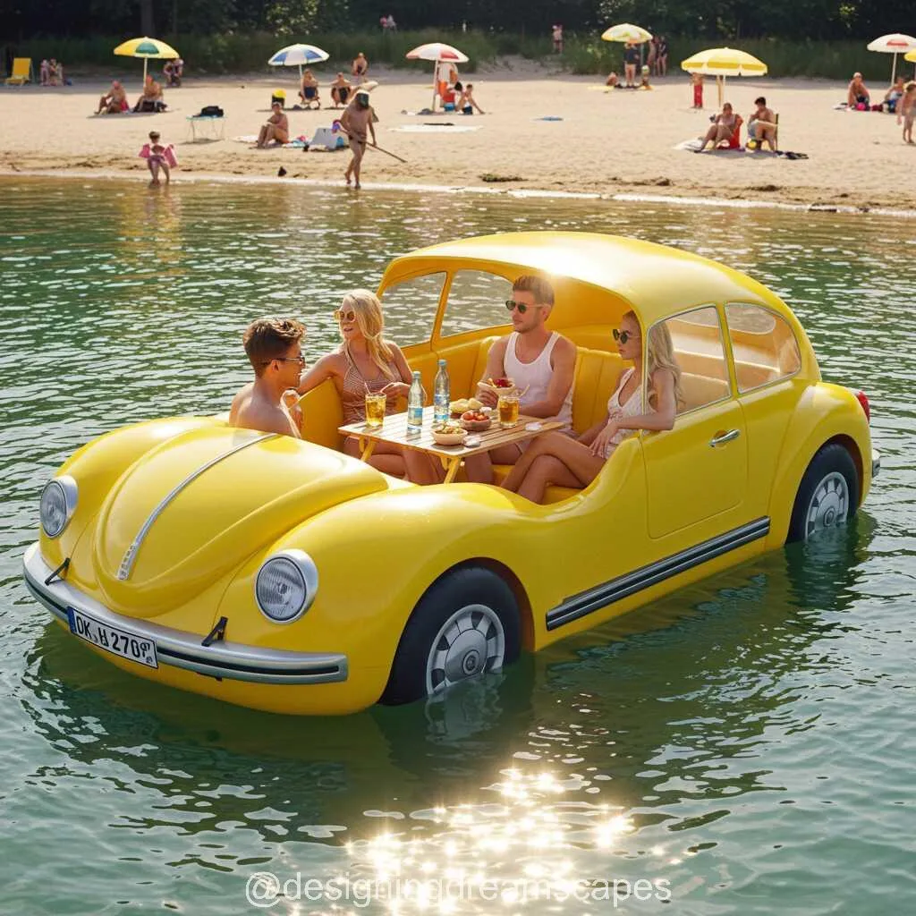 Relax on the Water with the Iconic VW Beetle Inspired Inflatable Lounge Boat