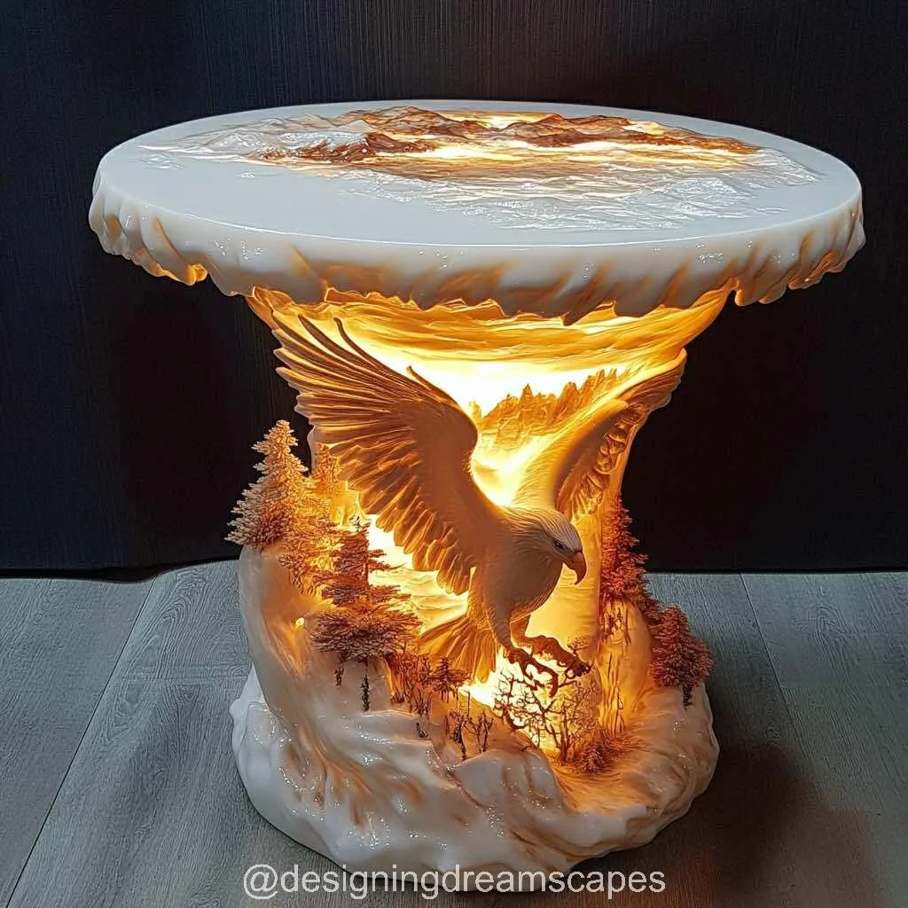 Eagle Light-Up Side Tables: Soaring Style with Illuminated Function