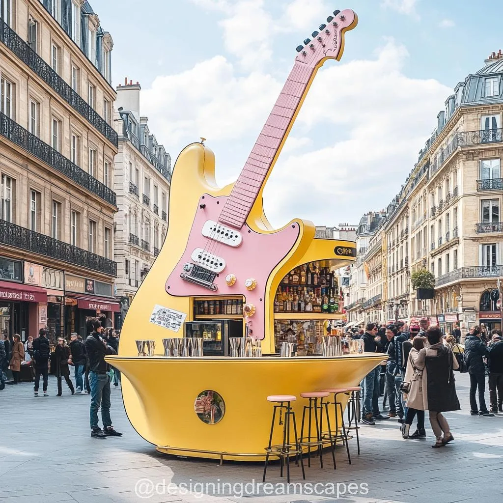 Guitar-Shaped Coffee Kiosk: Where Music Meets Brew