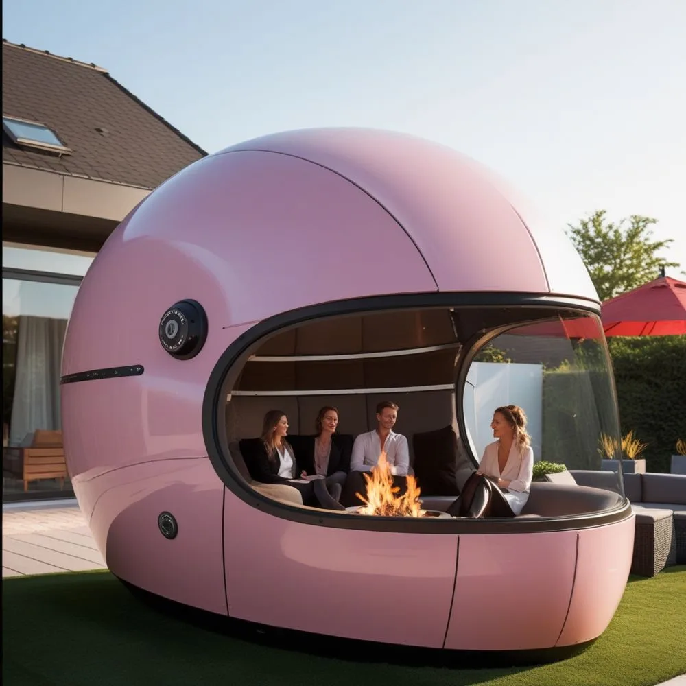 Helmet Shaped Outdoor Lounge: Bold Design for Modern Relaxation
