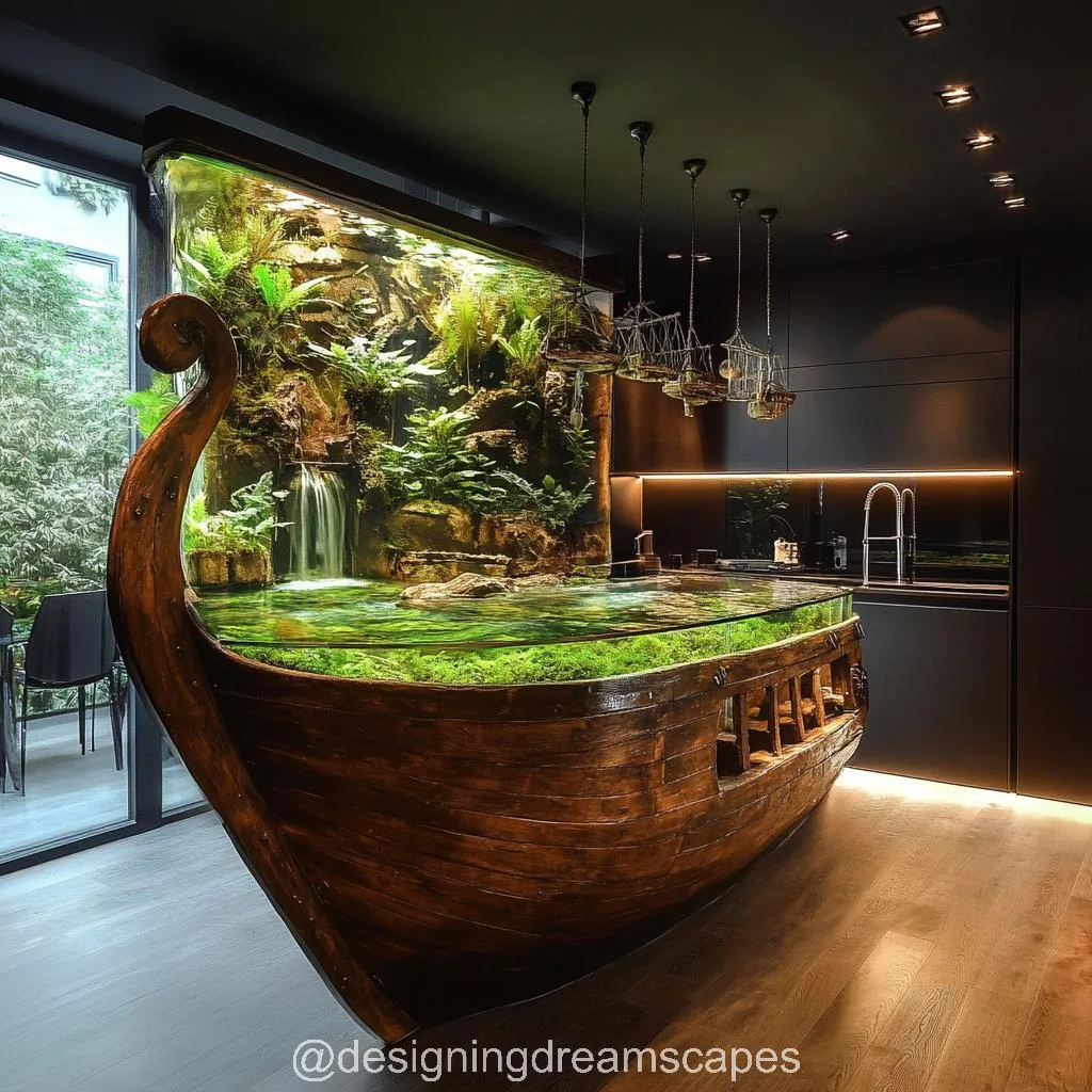 Pirate Ship Aquarium Kitchen Islands: Nautical Luxury for the Bold at Heart