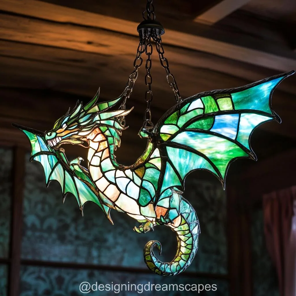 Anatomy of a Rainbow Stained Glass Dragon Chandelier