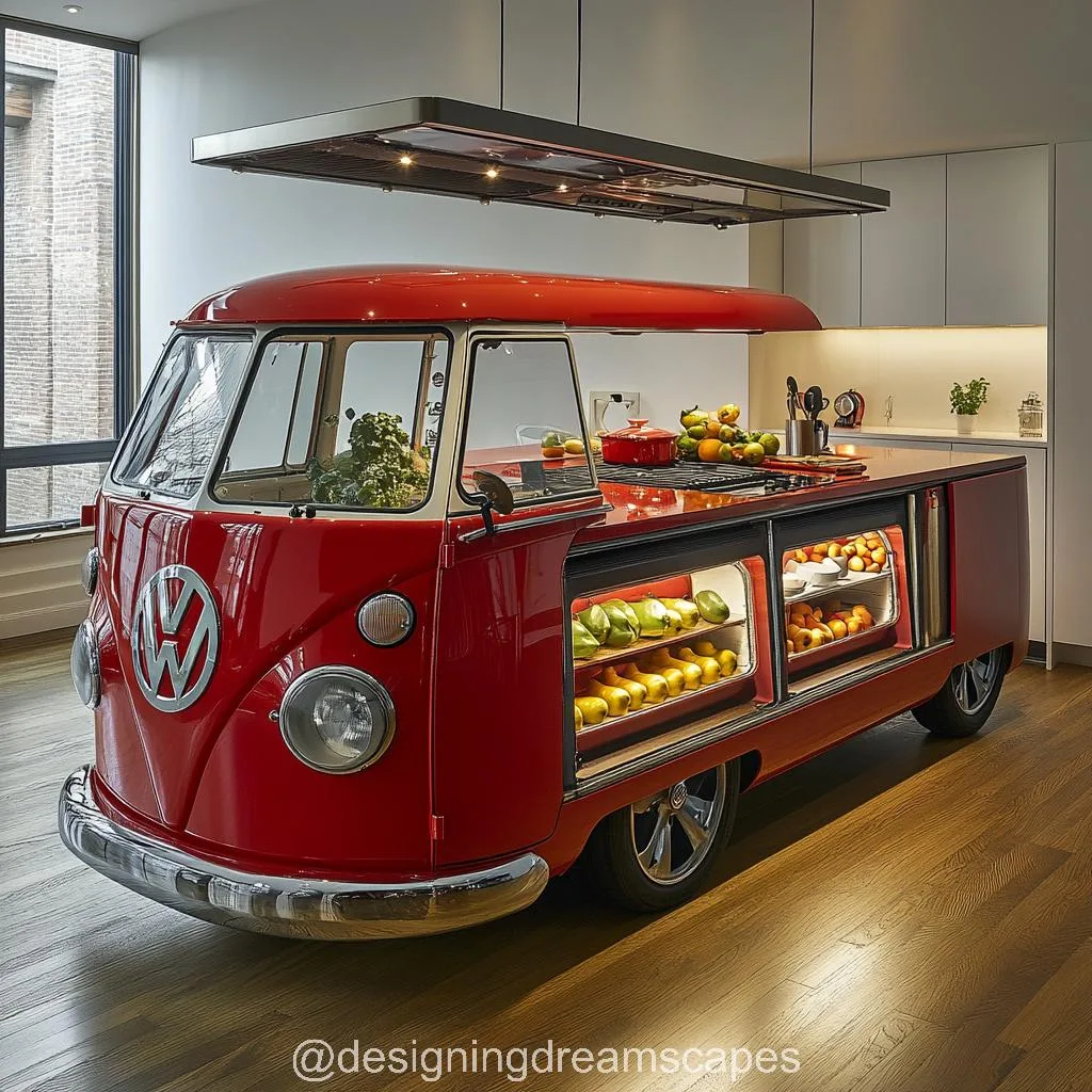 VW Bus-Shaped Kitchen Island: Retro Style Meets Culinary Function