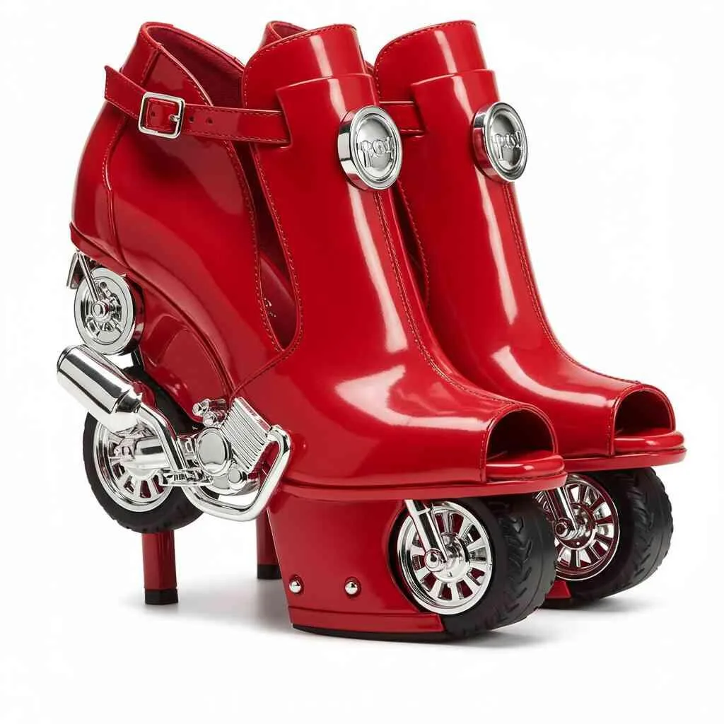 Motorcycle Shaped High Heels: Where Fashion Revs Up the Runway