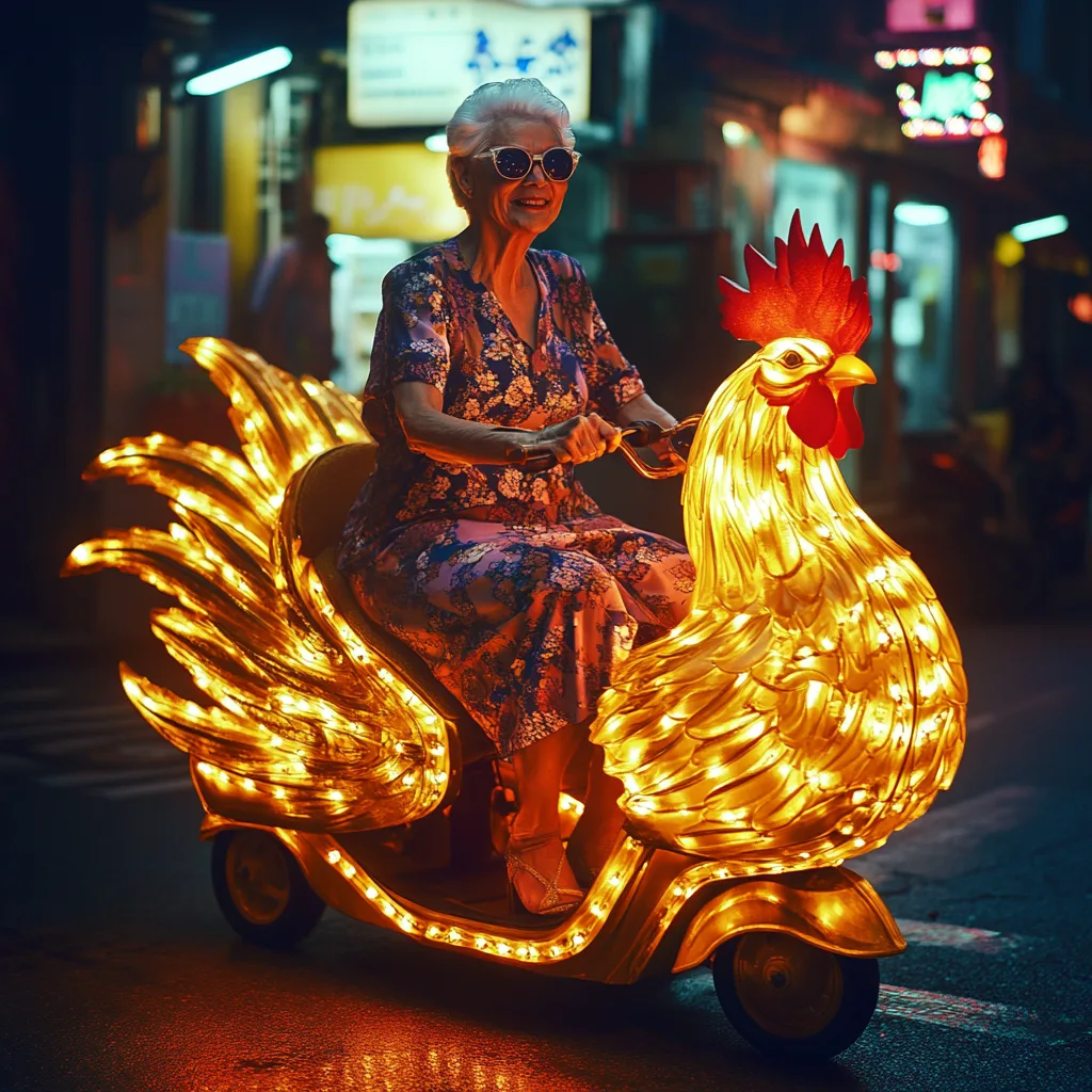 Shiny Golden Rooster Scooter: Where Mobility Meets Symbolic Artistry