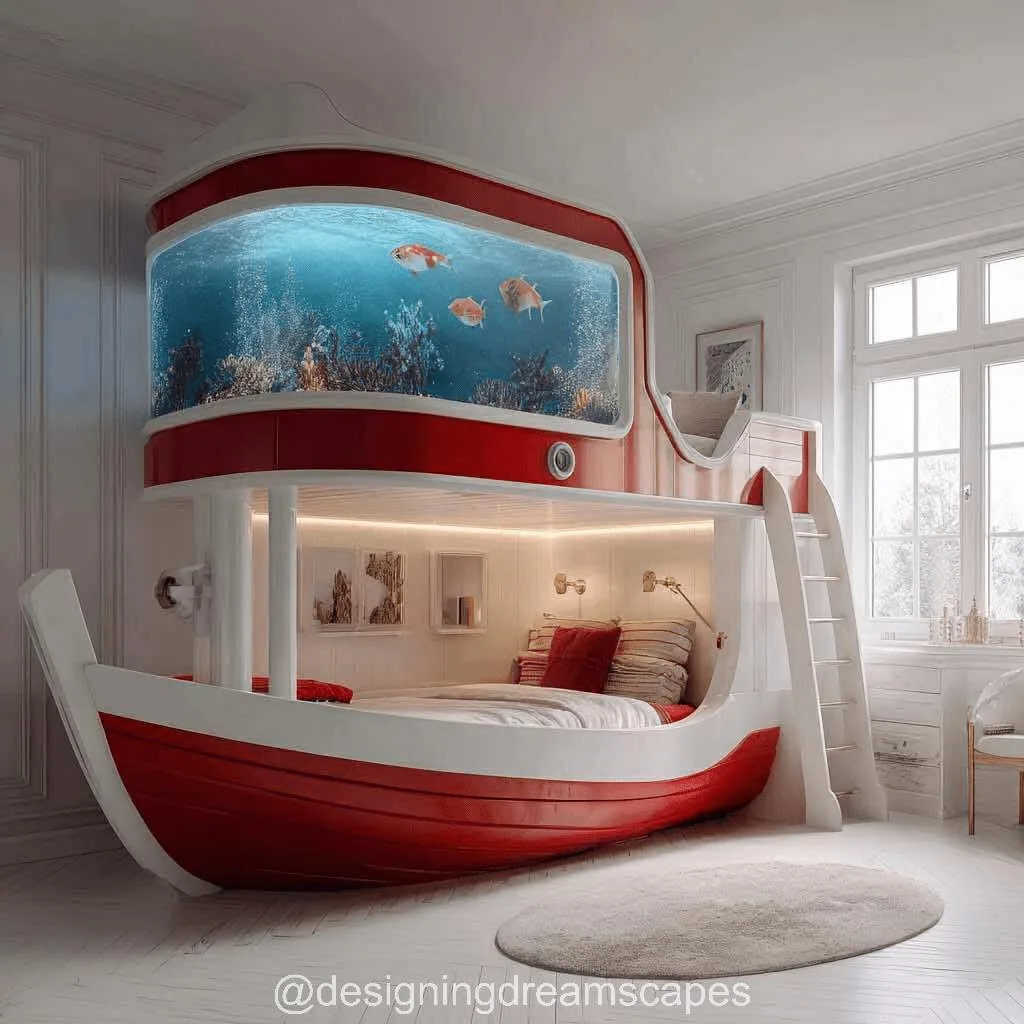 Nautical-Themed Bunk Beds with Built-In Aquariums: Dive into Dreamland with Underwater Magic and Seaside Charm