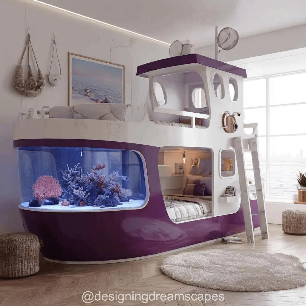 Nautical-Themed Bunk Beds with Built-In Aquariums: Dive into Dreamland with Underwater Magic and Seaside Charm