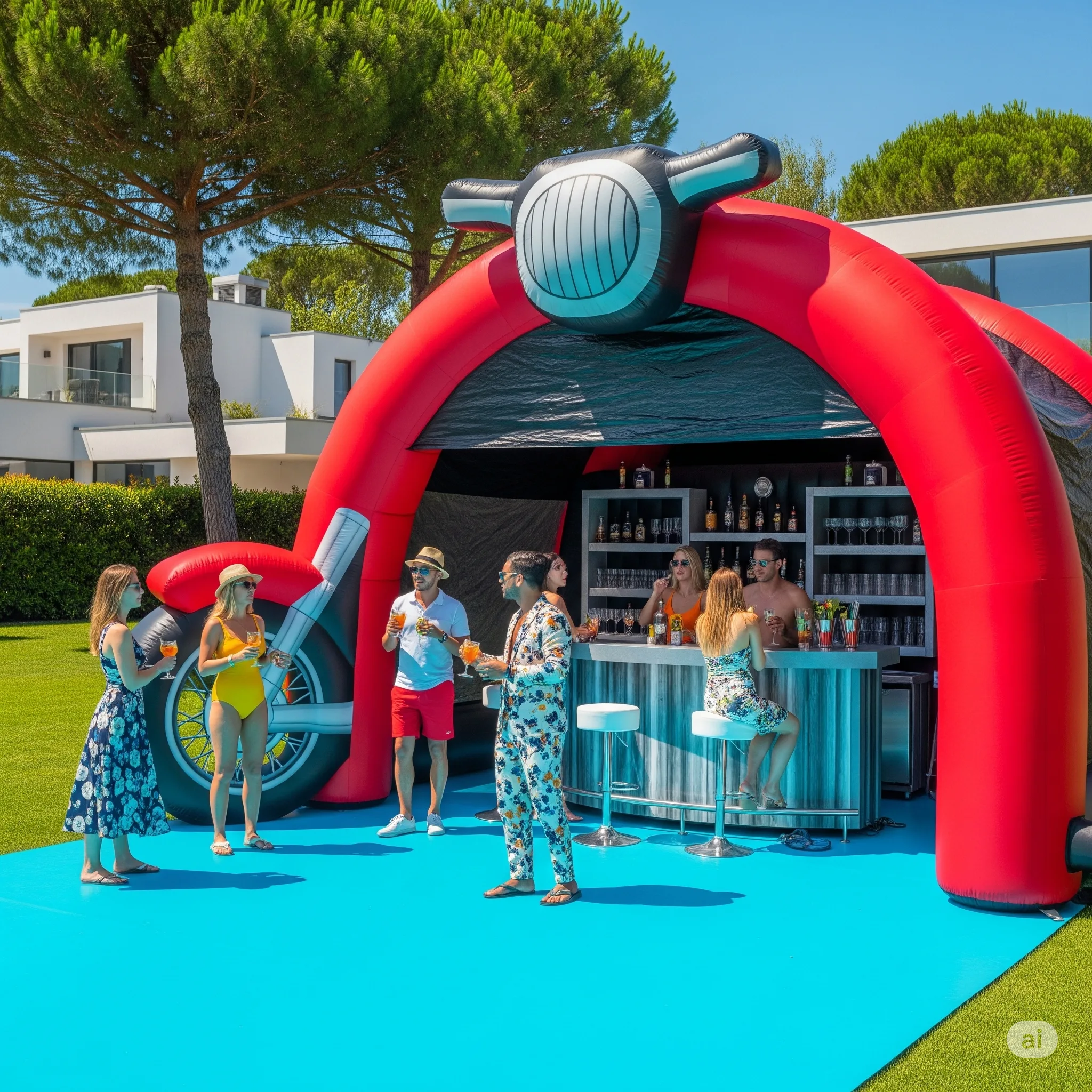 Inflatable Harley Pool with Built-in Bar: Where Rugged Freedom Meets Poolside Luxury
