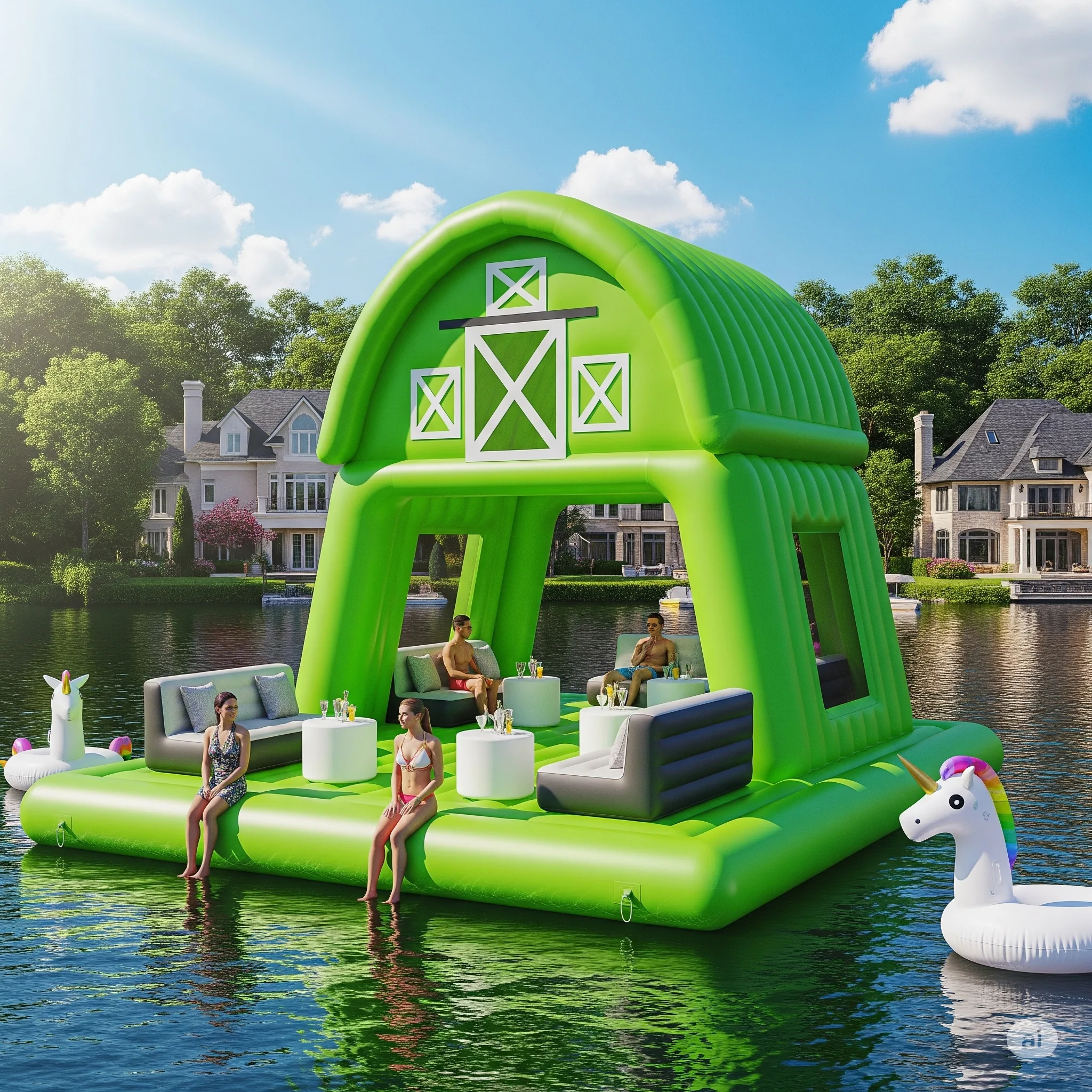 Inflatable Barn Lake Floats: Rustic Charm Meets Lakeside Leisure
