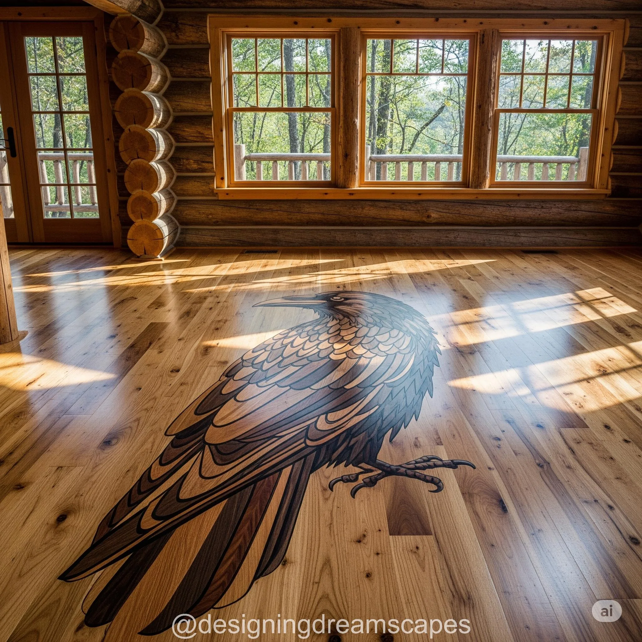 Crow-Carved Floor: A Bold Fusion of Nature, Mystery, and Artistry