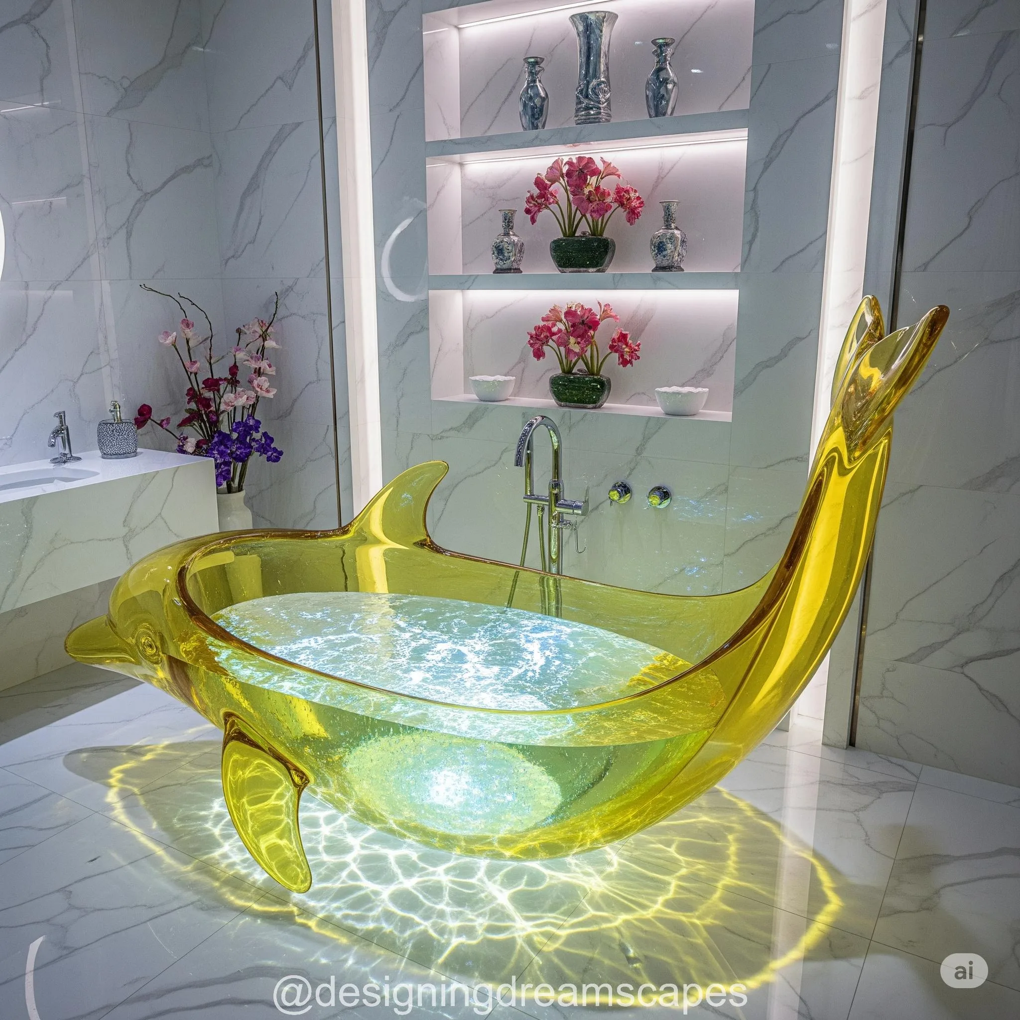 Dolphin-Shaped Resin Bathtub: Dive into Elegance with Ocean-Inspired Luxury