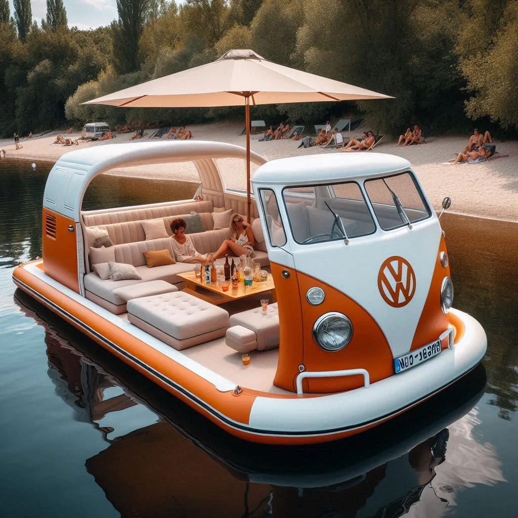 Inflatable VW Bus Lake Floats: Retro Cool Meets Waterfront Relaxation