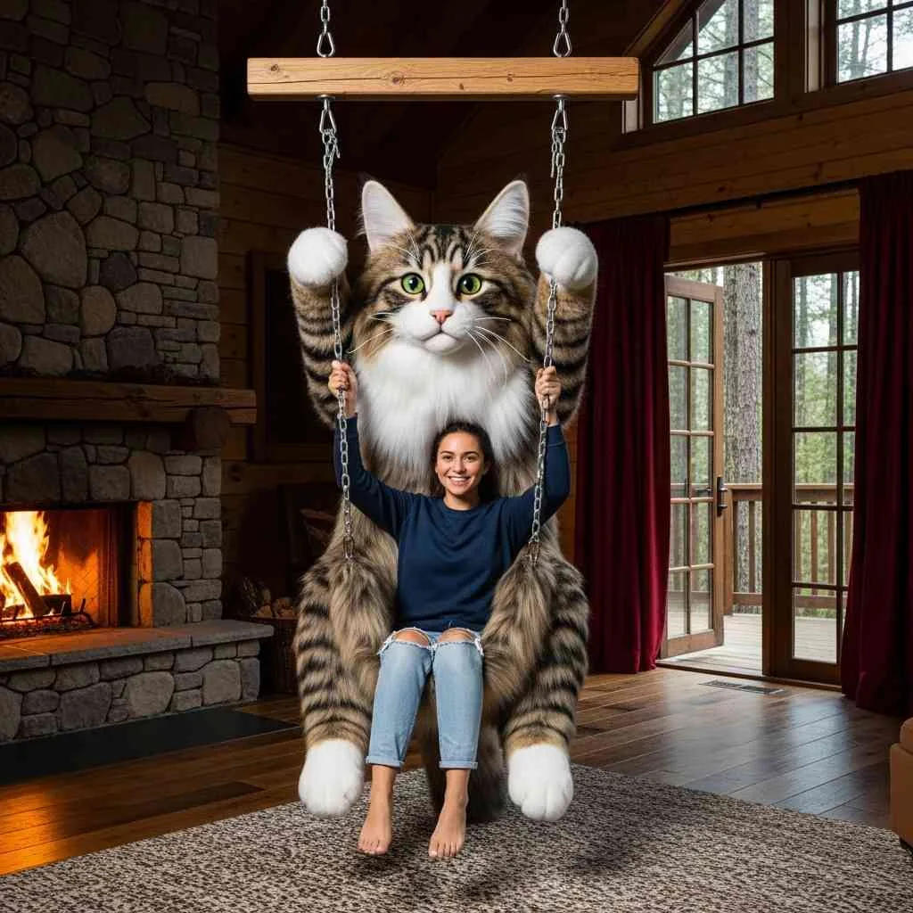Hanging Cat-Shaped Lounger: Whiskered Comfort with Elevated Charm