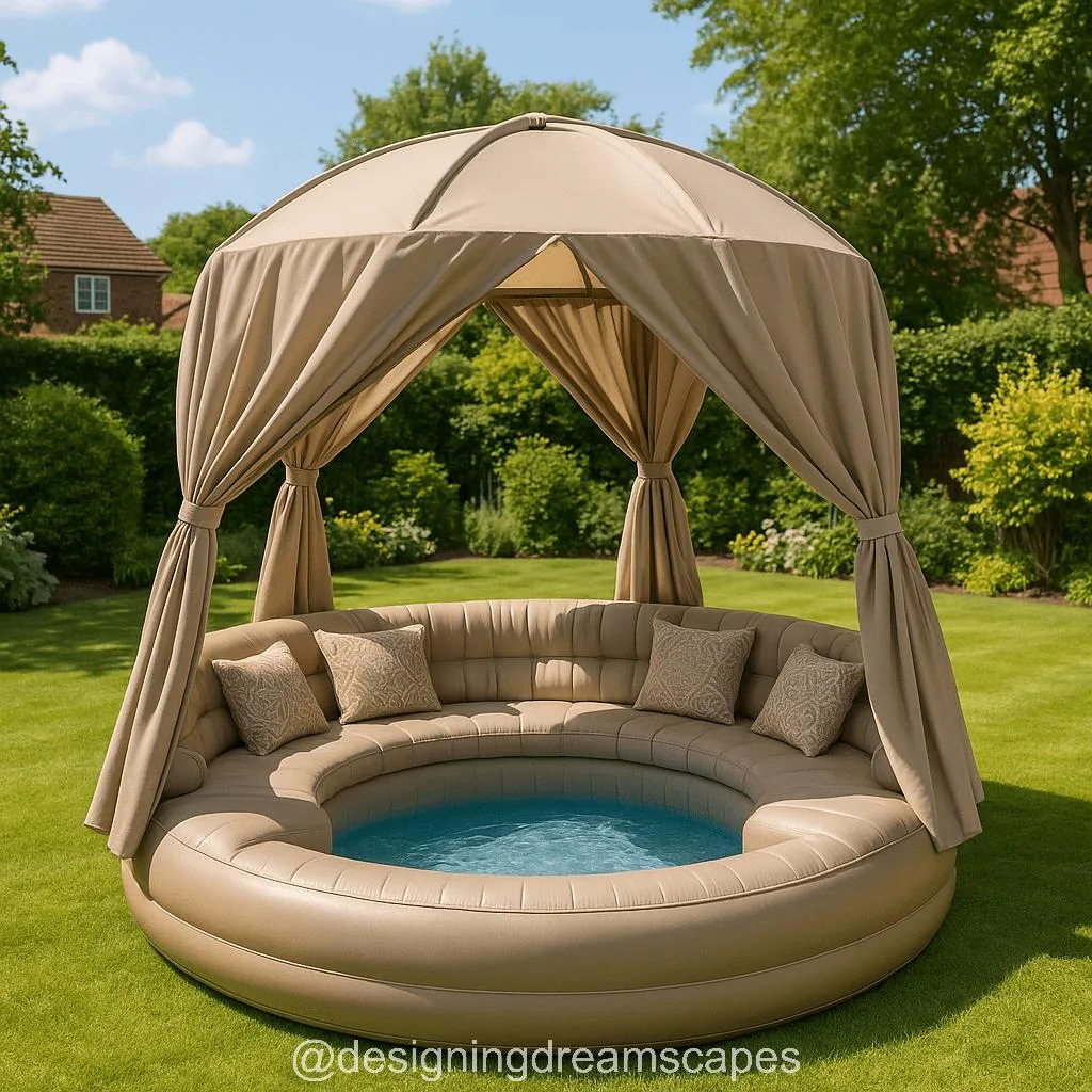 Inflatable Canopy Pool Sofas: Relax in Style with Shade and Comfort by the Water