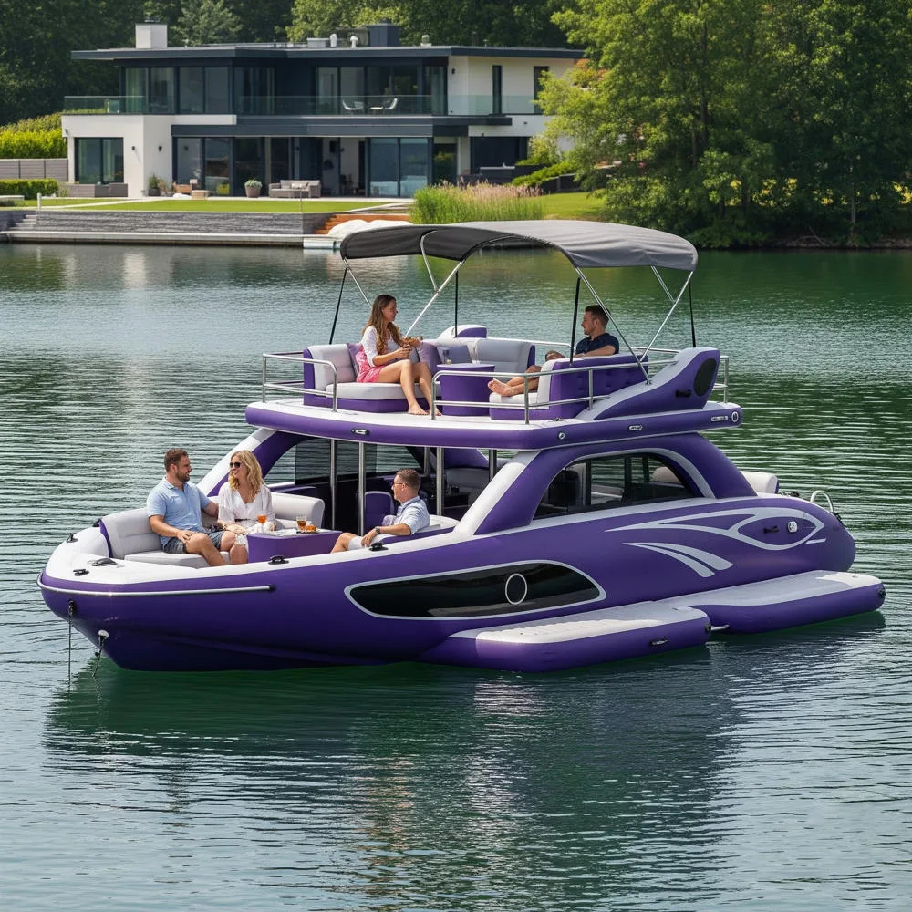 Inflatable Pontoon Boat Lake Floats: Drifting Comfort in Leisure Style