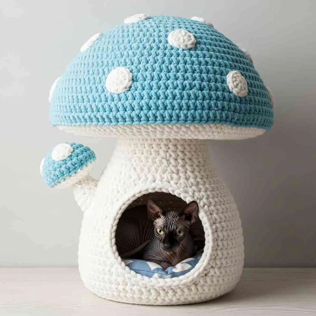 What Is a Mushroom Crochet Cat House?