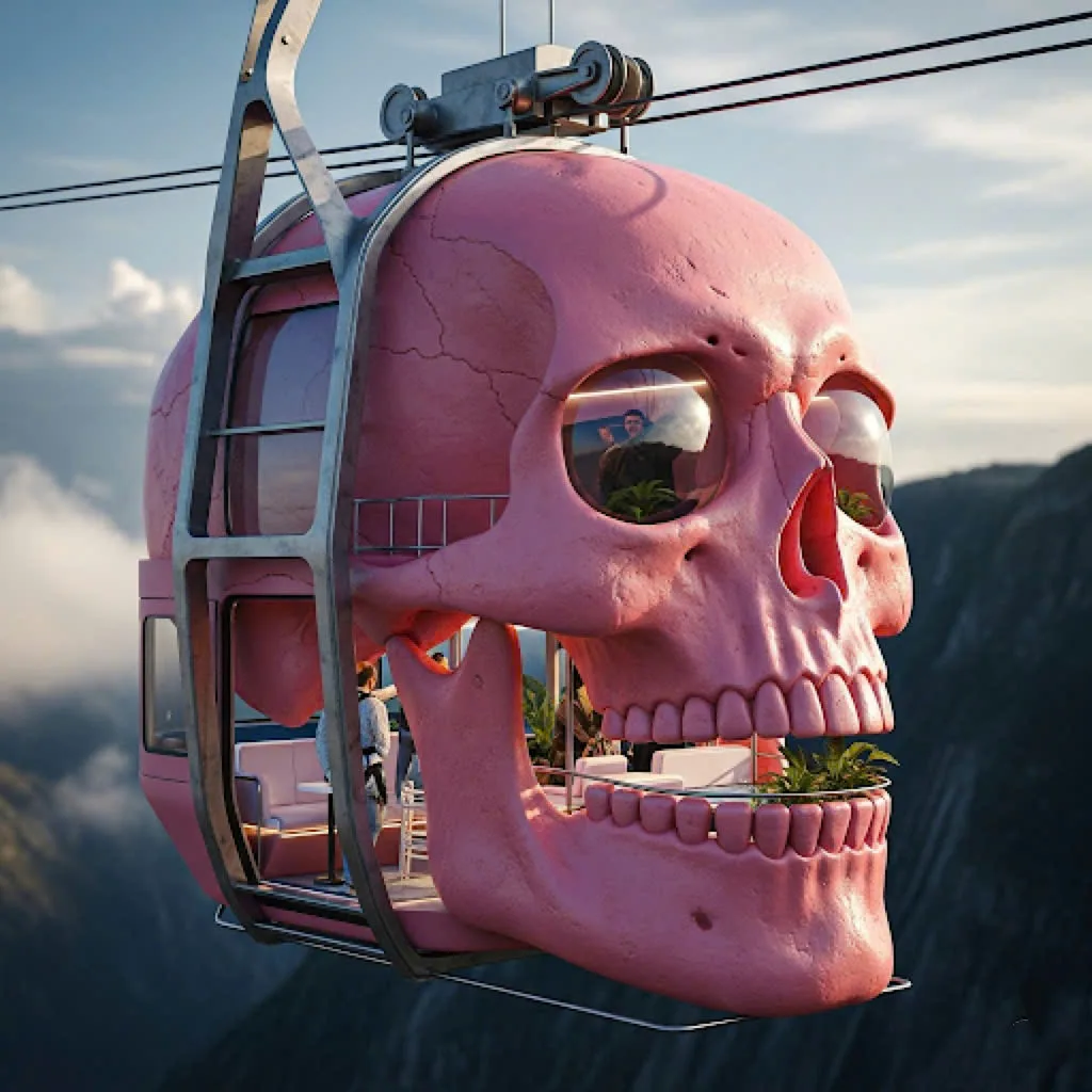 Skull Shaped Cable Car: A Thrilling Ride into the Macabre Skyline