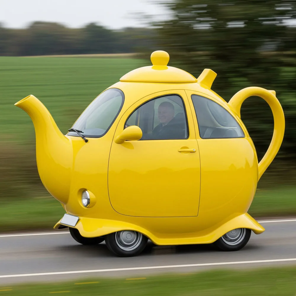 Embrace Quirkiness with the Teapot Shaped Car - Unveiling the Charm of Curiously Designed Vehicles