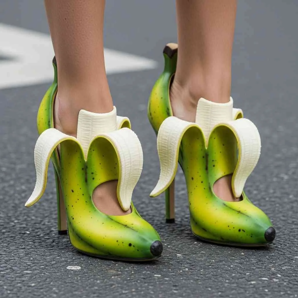 Banana Shaped High Heels: Peel Back the Ordinary and Step into Fun