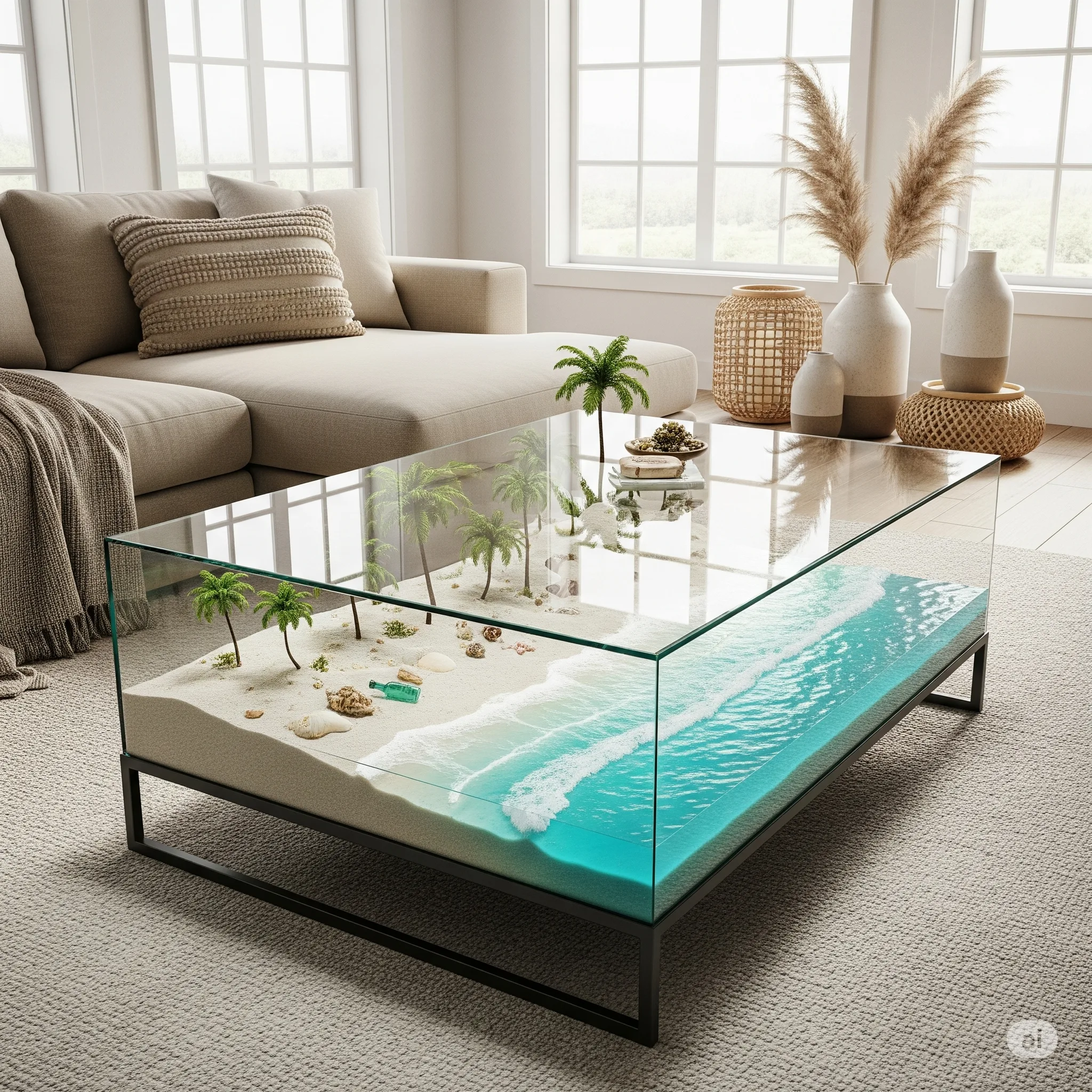 Coffee Tables with Streaming Rivers and Waterfalls Inside: Nature-Infused Living Room Centerpieces