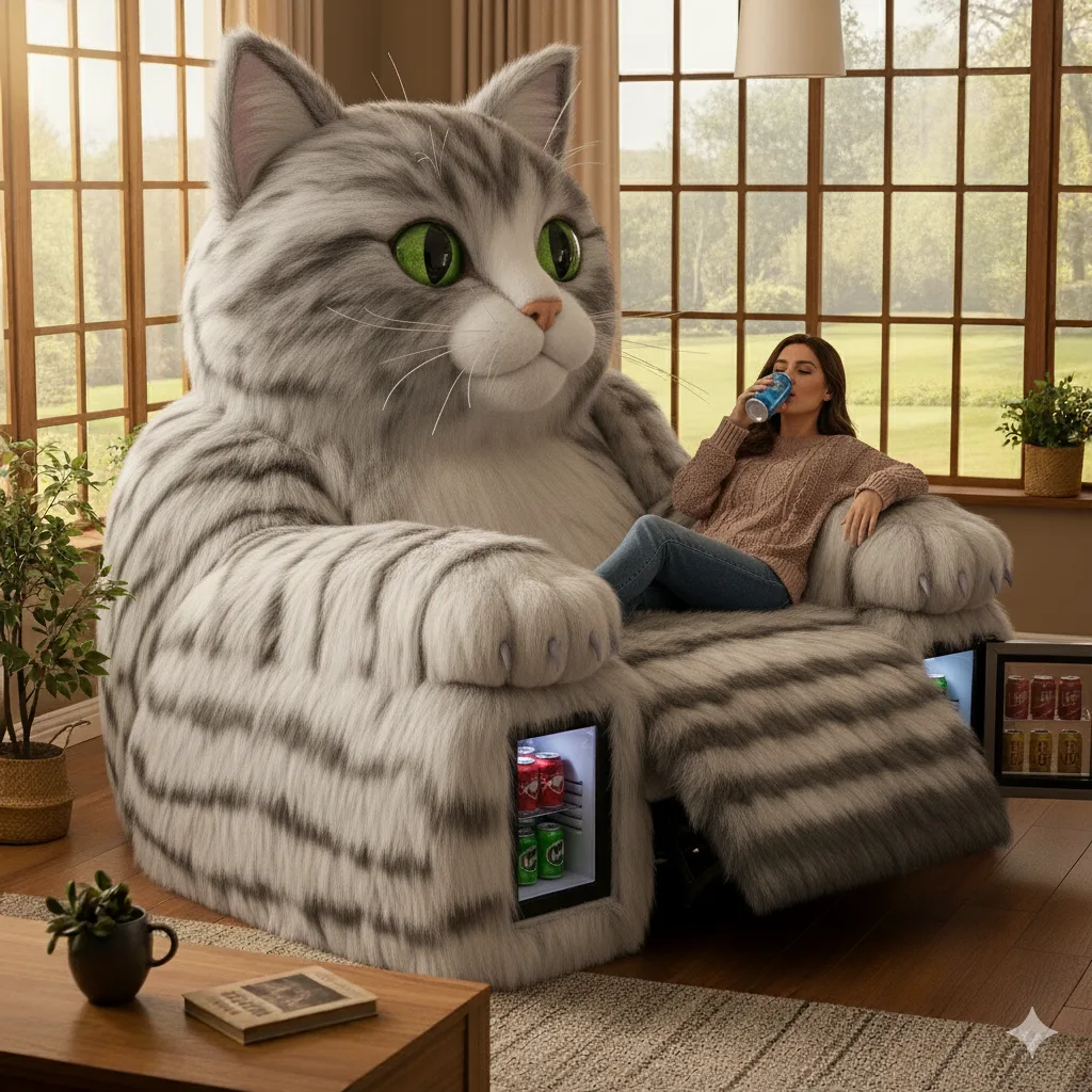Examples of How to Incorporate Giant Cat Recliners with Mini Fridges