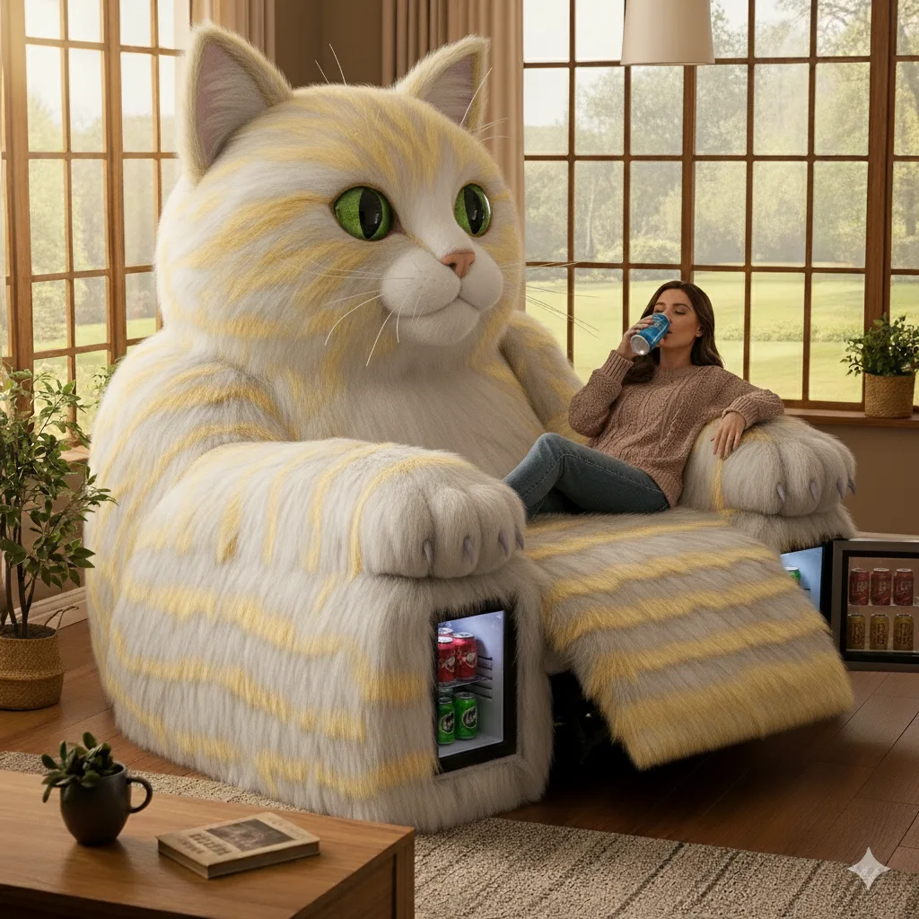 The Appeal and Practicality of Giant Cat Recliners with Mini Fridges