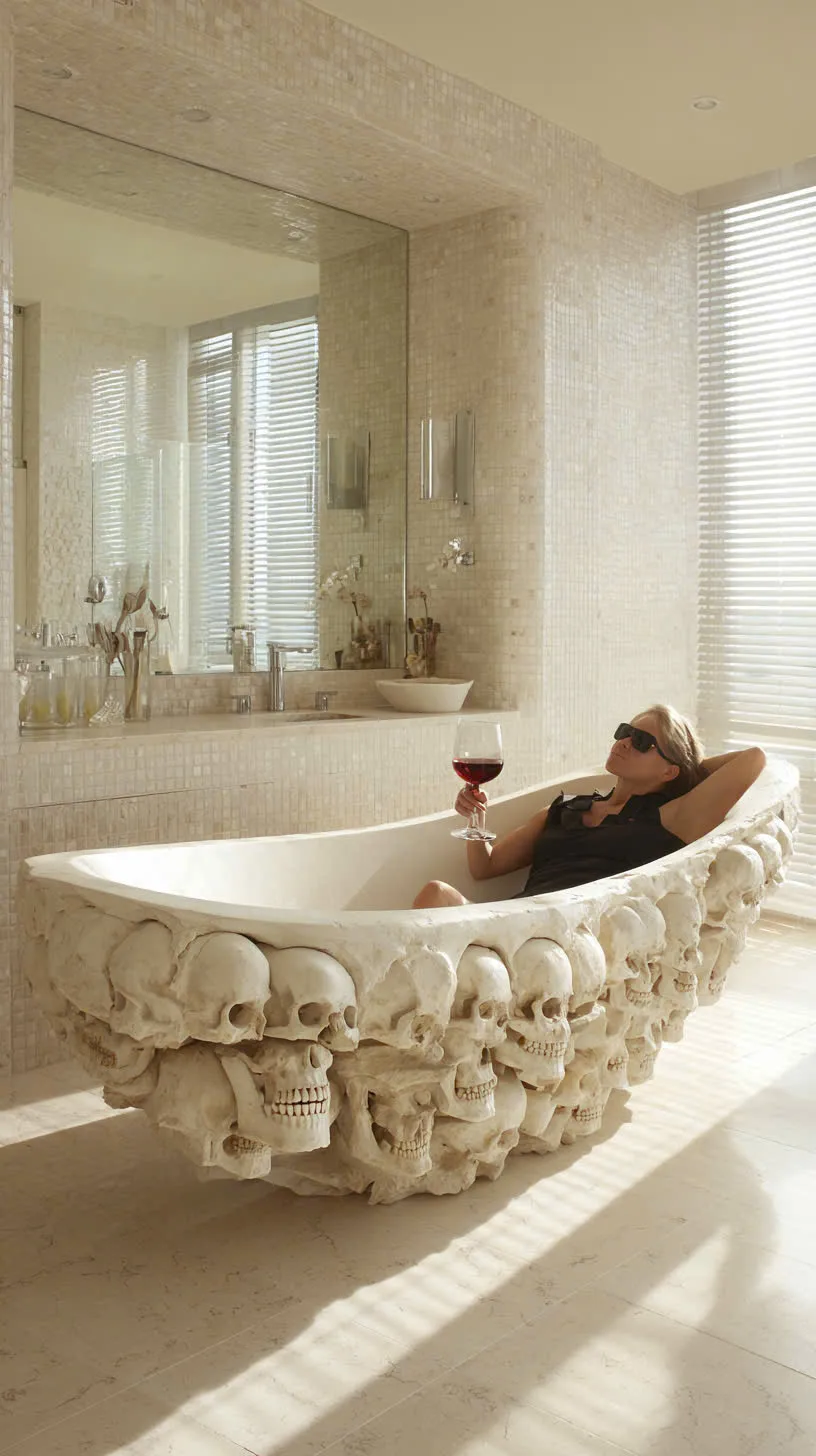 Embrace the Dark Elegance - The Allure of a Skull Inspired Bathtub for Modern Bathrooms