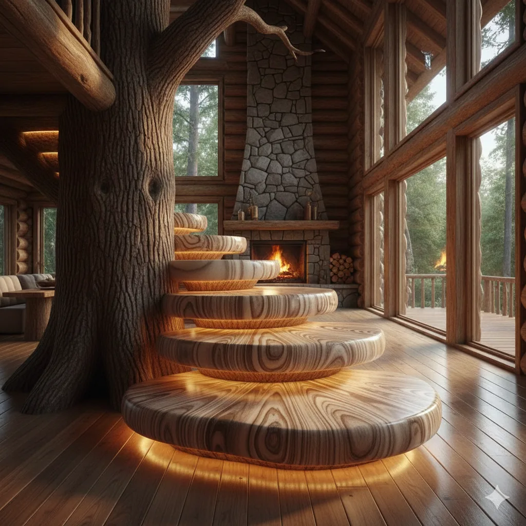 The Art of Using a Wood Slab Staircase in Your Home - Design Integration and Practicality