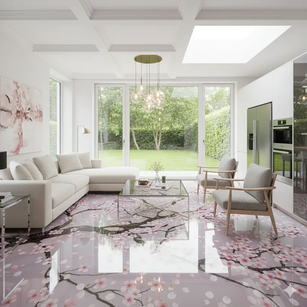 Embrace Elegance with Cherry Blossom Epoxy Flooring - Transform Your Space Beautifully