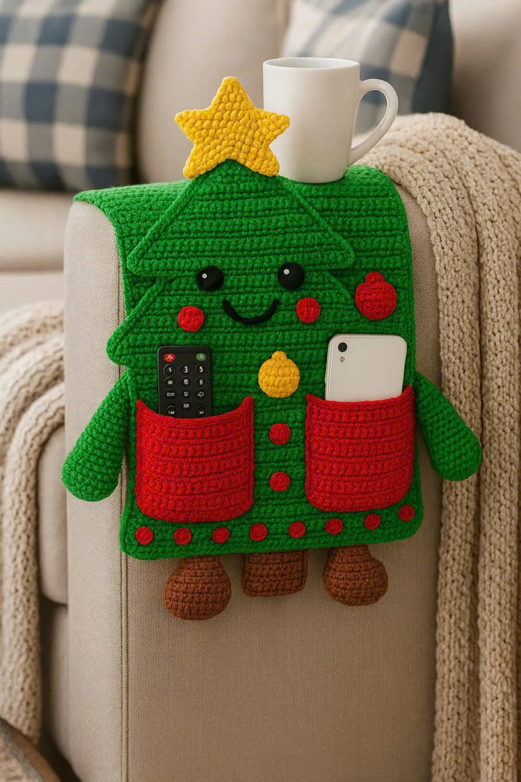 Transform Your Living Room with a Festive Christmas Crochet Sofa Organizer