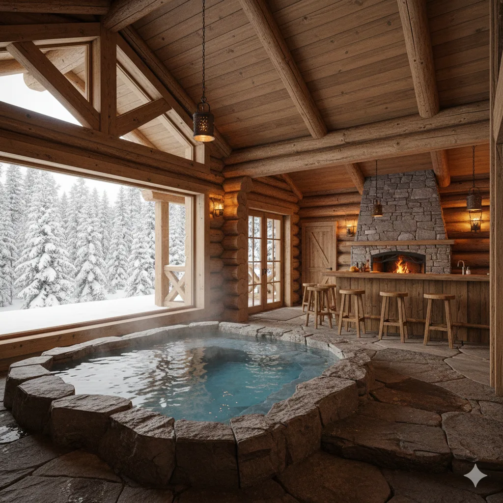 Examples and Inspiration for Your Cabin with a Built-In Floor Hot Tub Retreat