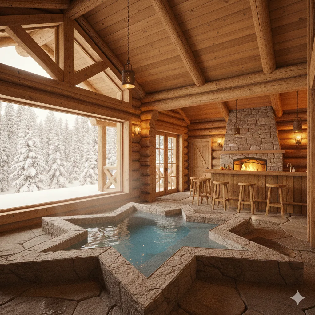 The Allure of a Cabin with a Built-In Floor Hot Tub - Luxury Meets Nature