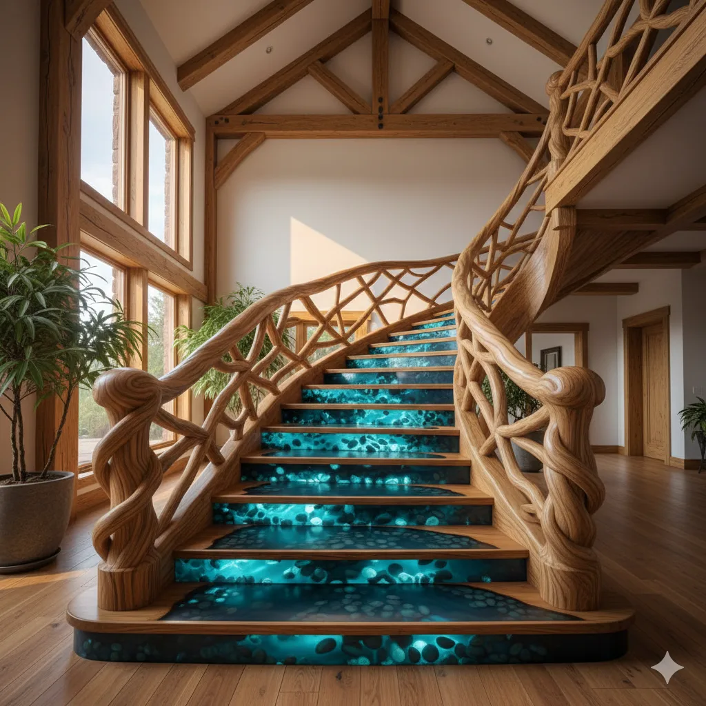 Expert Tips and Advice for Designing and Maintaining a Wood and Epoxy Pebble Staircase
