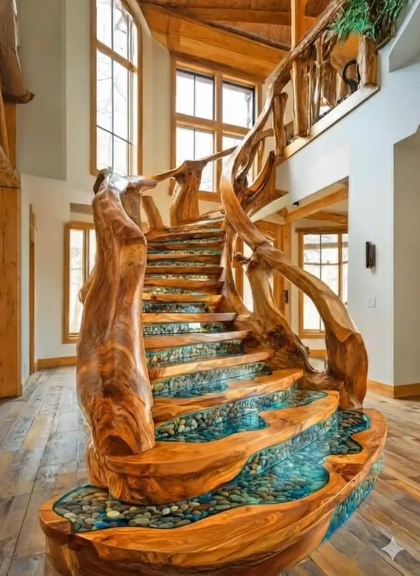 Comparing Wood and Epoxy Pebble Staircases with Traditional Design Alternatives