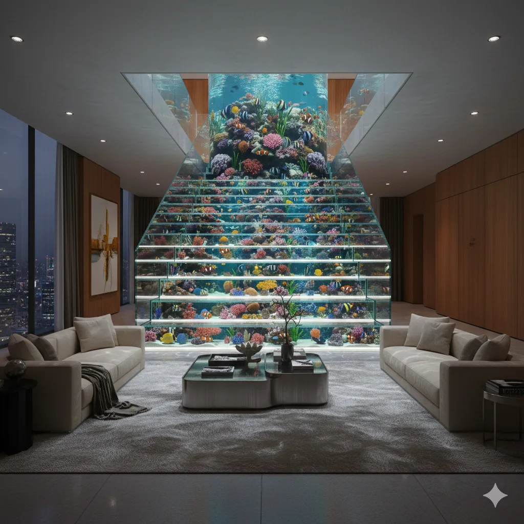 Elevate Your Space with a Luxury Aquarium Staircase - A Fusion of Elegance and Nature
