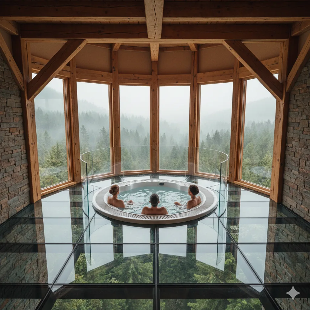 Experience Serenity: Creating the Perfect Hot Tub Surrounded by Glass Oasis