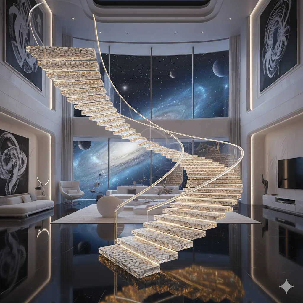 Elevate Your Space with a Stunning White Pebble Epoxy Staircase - Design Tips and Inspiration