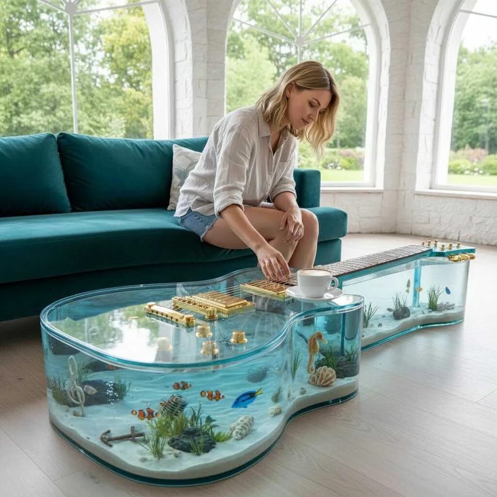 Dive into Artistic Decor: The Unique Charm of Guitar Aquarium Coffee Tables