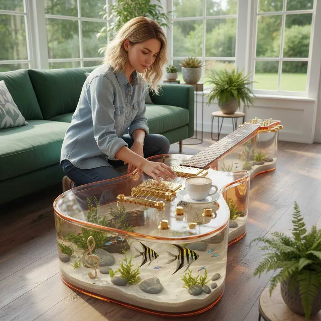 Dive into Artistic Decor: The Unique Charm of Guitar Aquarium Coffee Tables