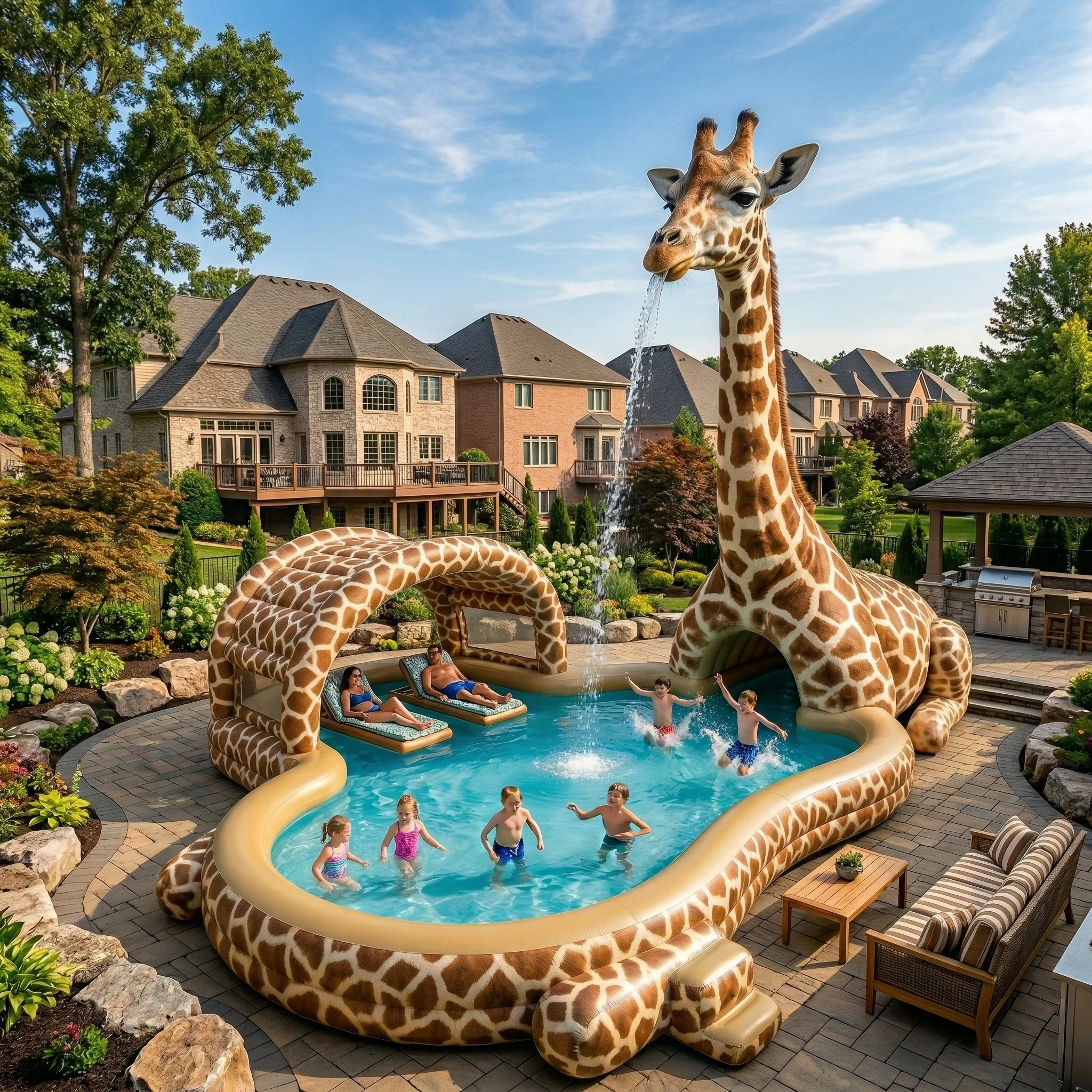 Creative Ways to Incorporate a Giant Inflatable Giraffe Pool into Your Outdoor Space