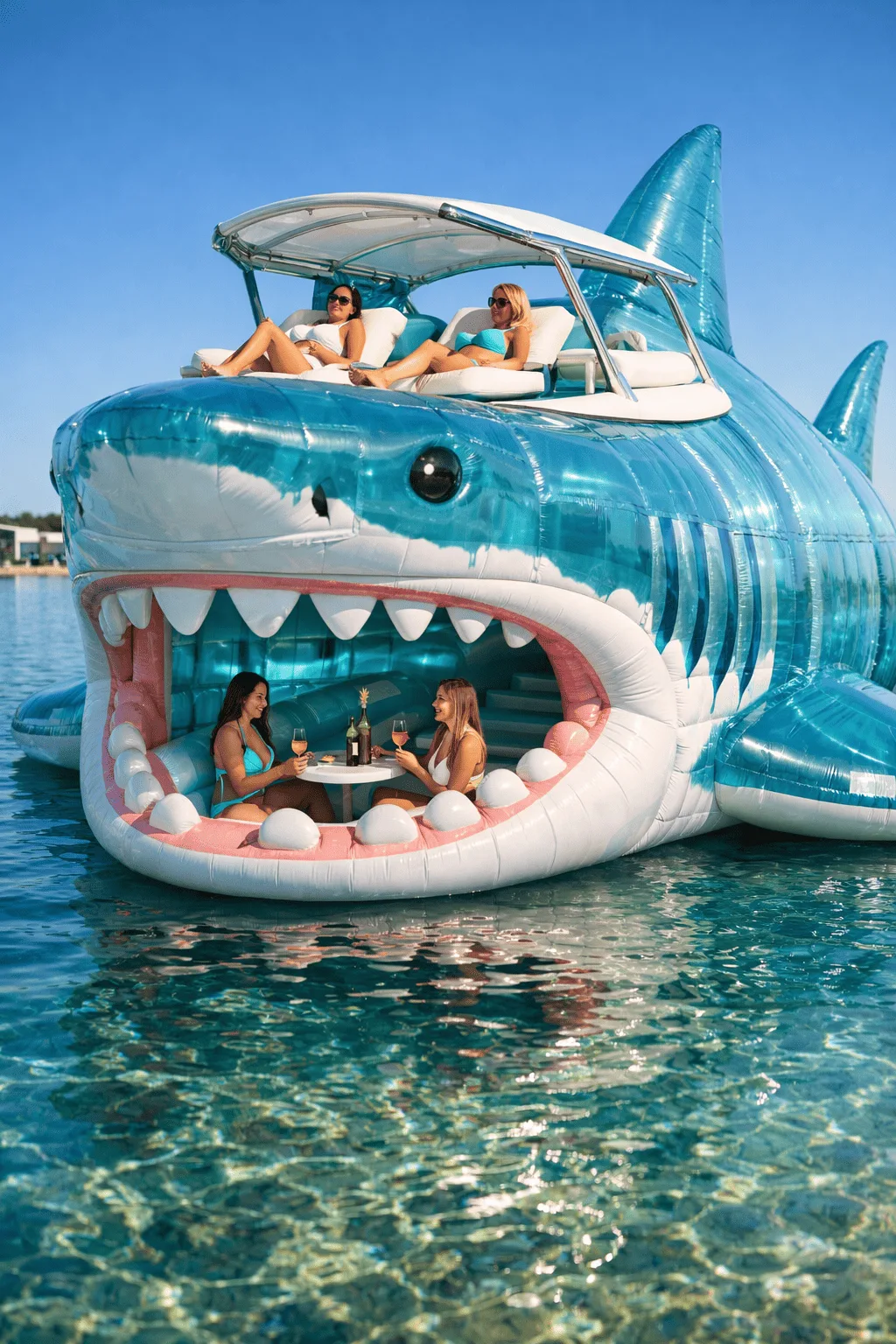 Dive Into Fun with the Ultimate Inflatable Shark Party Float - Make Waves at Your Next Pool Party