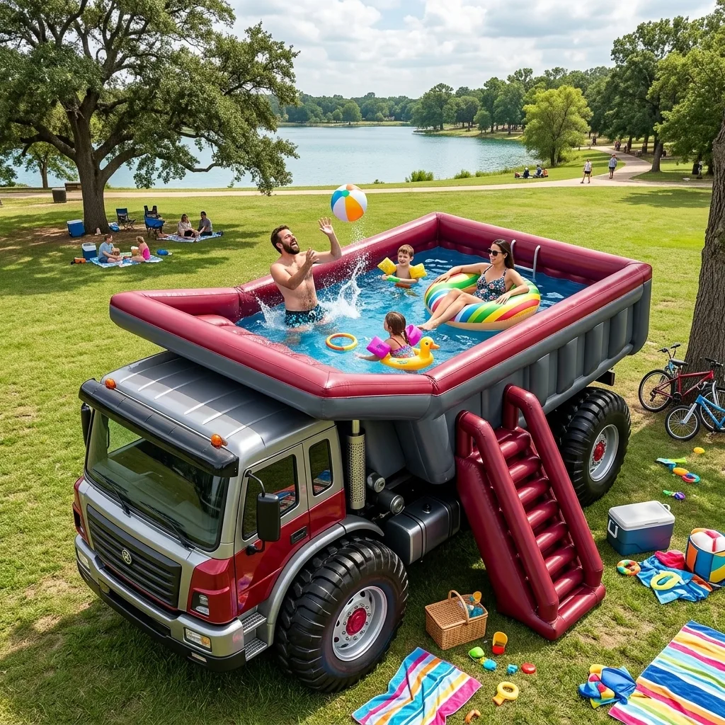 Dive into Fun and Creativity with the Truck Shaped Inflatable Pool - The Ultimate Summer Experience for Kids and Families