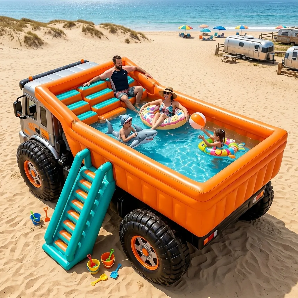Dive into Fun and Creativity with the Truck Shaped Inflatable Pool - The Ultimate Summer Experience for Kids and Families