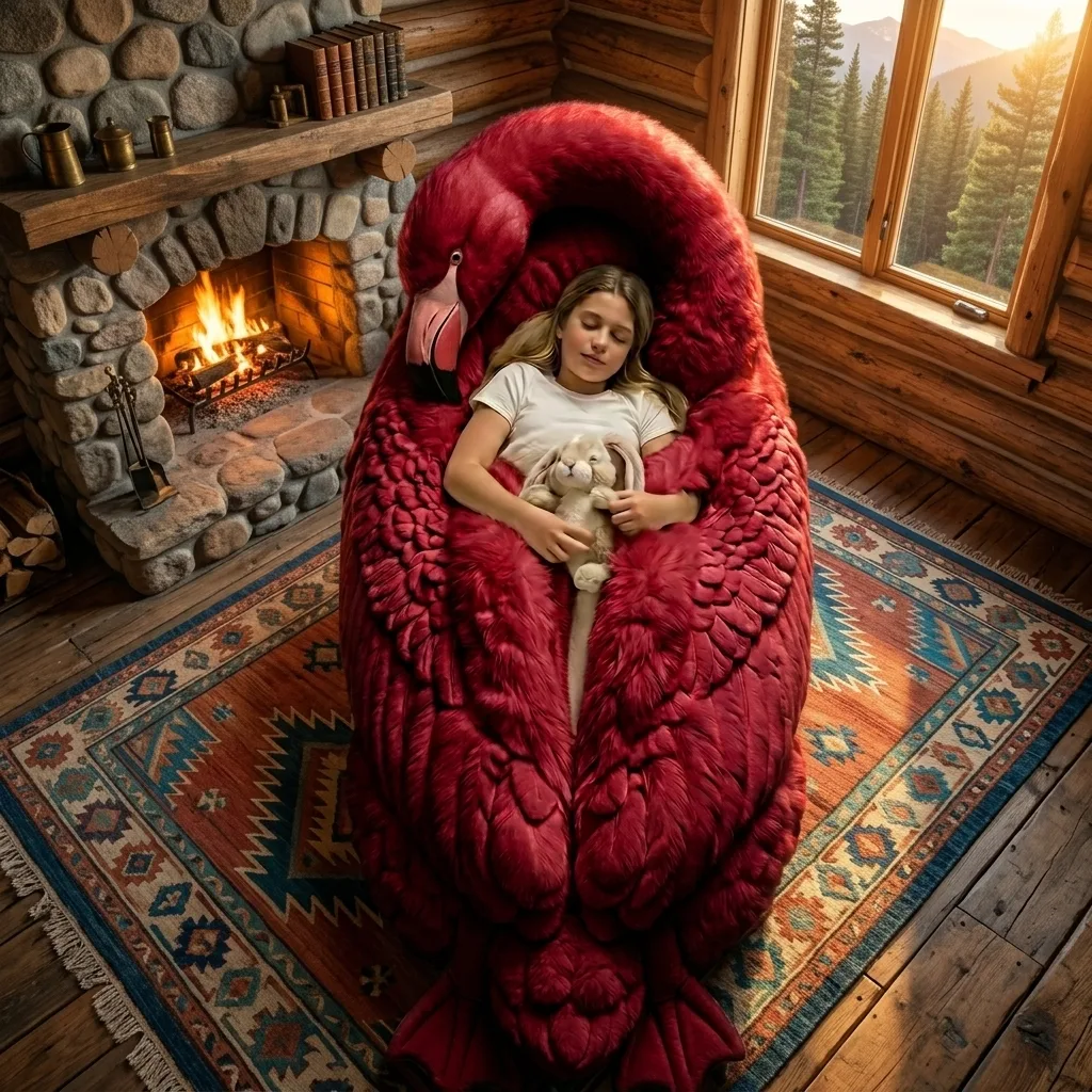 Sleep in Style with the Giant Flamingo Sleeping Bag - Your Fun & Functional Outdoor Companion