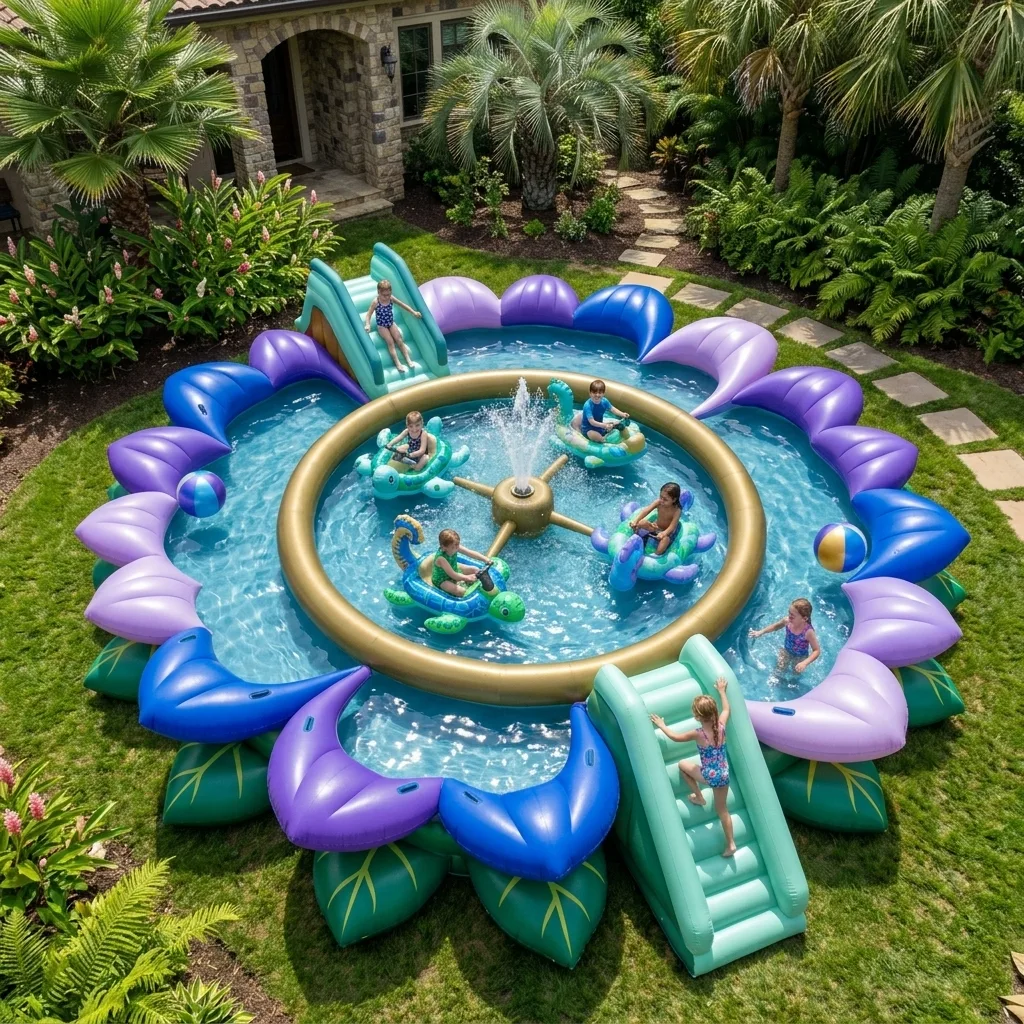 Dive into Summer Fun with the Giant Flower Inflatable Spin Pool - A Blooming Oasis for All Ages